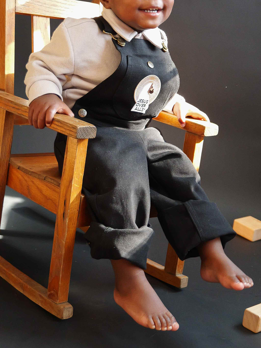 "The Mini Logos" Kid's Black Overall